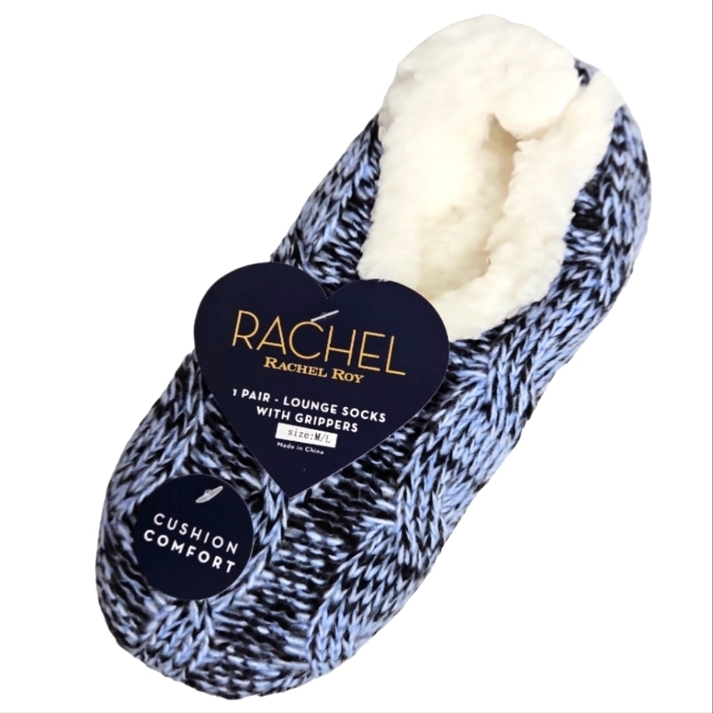 RACHEL Rachel Roy Fleece Lined Lounge Socks With Grippers Size M/L NEW